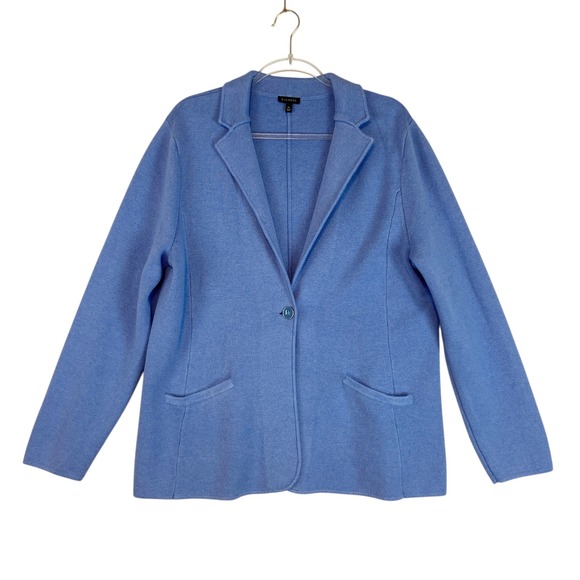 Talbots Jackets & Blazers - Talbots Knit Sweater Blazer Jacket Women's XL Career Office Periwinkle Blue